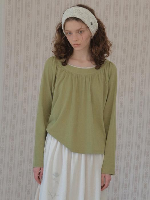 Lace Eyelet Raglan T-shirt_Vintage olive(O26TP04)
