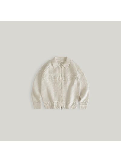 노르딕 패치 울 집업 니트_Ivory