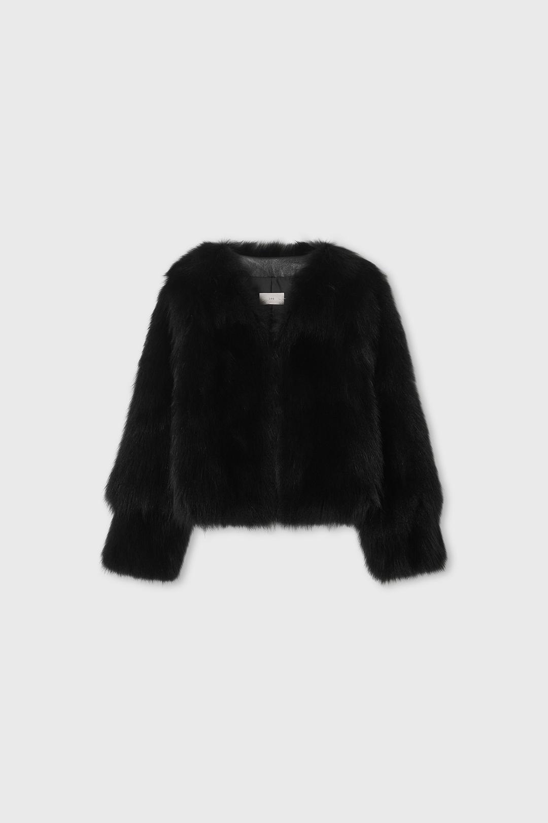 (Exclusive) Fox Fur Jacket Black