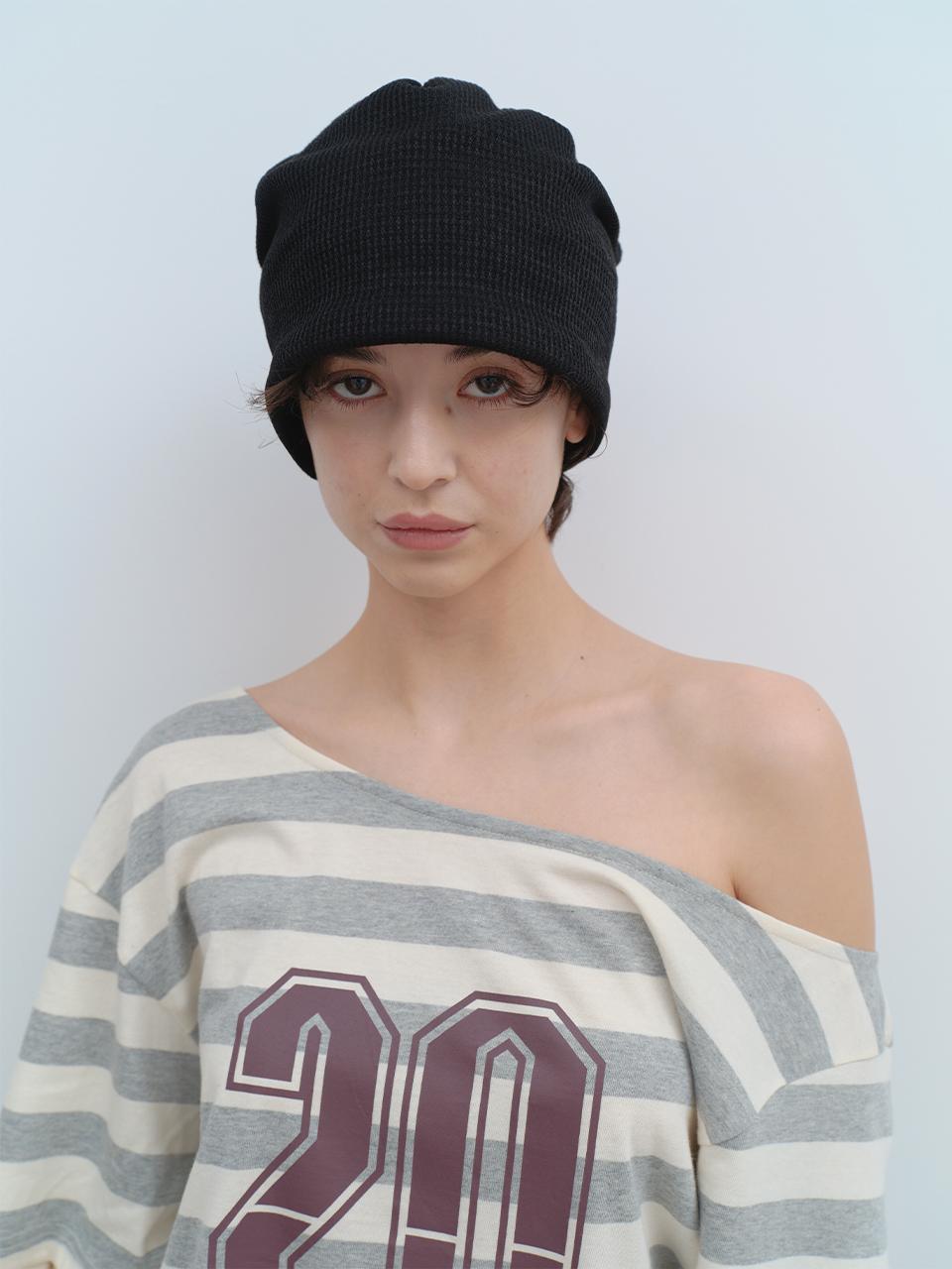 Waffle String Beanie [Black]