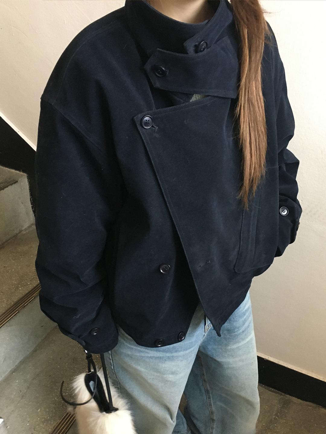 navy high neck jacket *당일발송