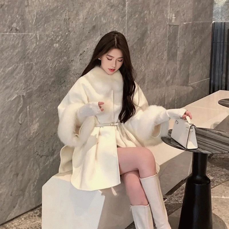 아이당일,리얼) 폭스퍼 케이프 코트