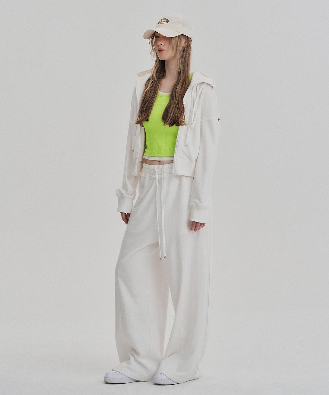 [W] STUD BUTTON PANTS - WHITE