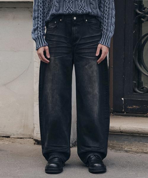 엠보워싱 데님팬츠 (블랙)