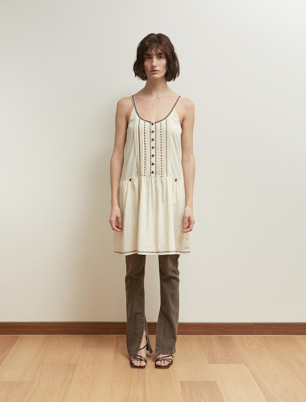 BOHEMIAN SLEEVELESS DRESS [CREAM]