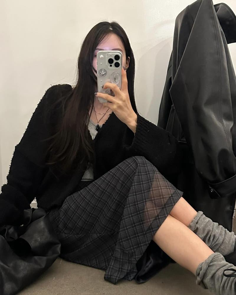 퓨트 여성 봄 루즈핏 오버핏 브이넥 코튼 니트 가디건