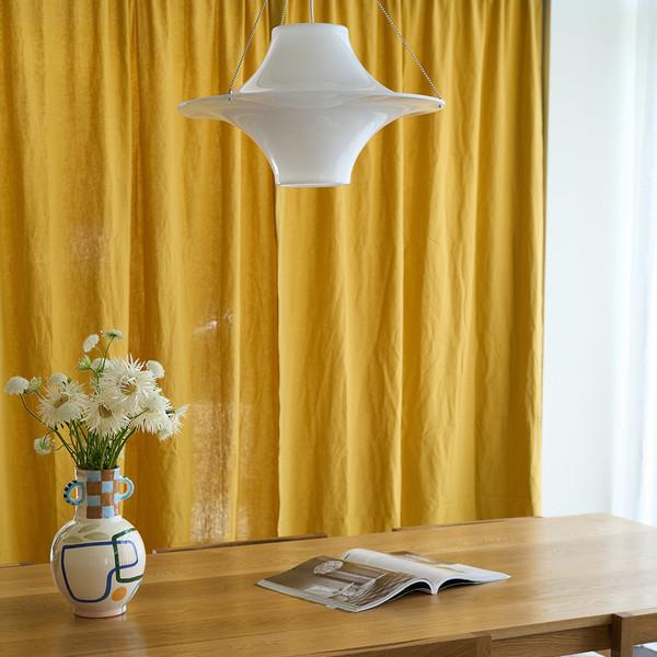 머스타드 린넨 커튼