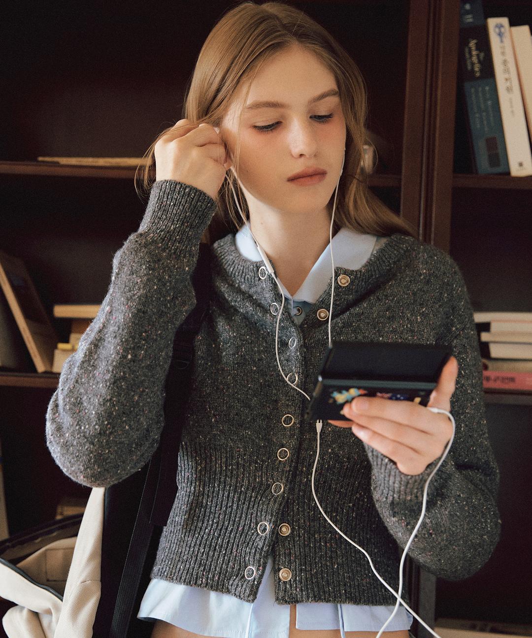 Cony Dust Fine Wool Cardigan ( Charcoal )