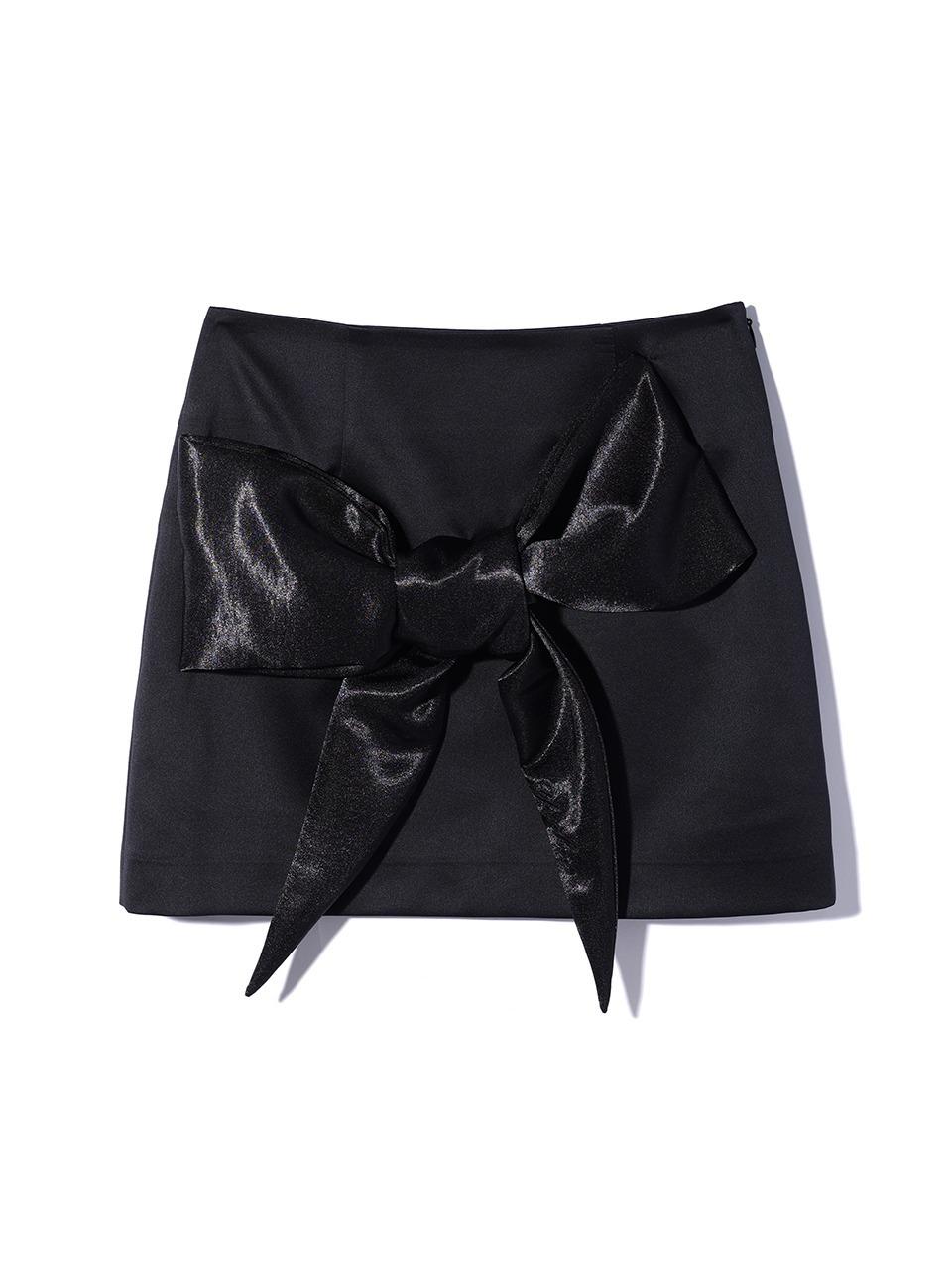 TRIMMING RIBBON MINI SKIRT BLACK