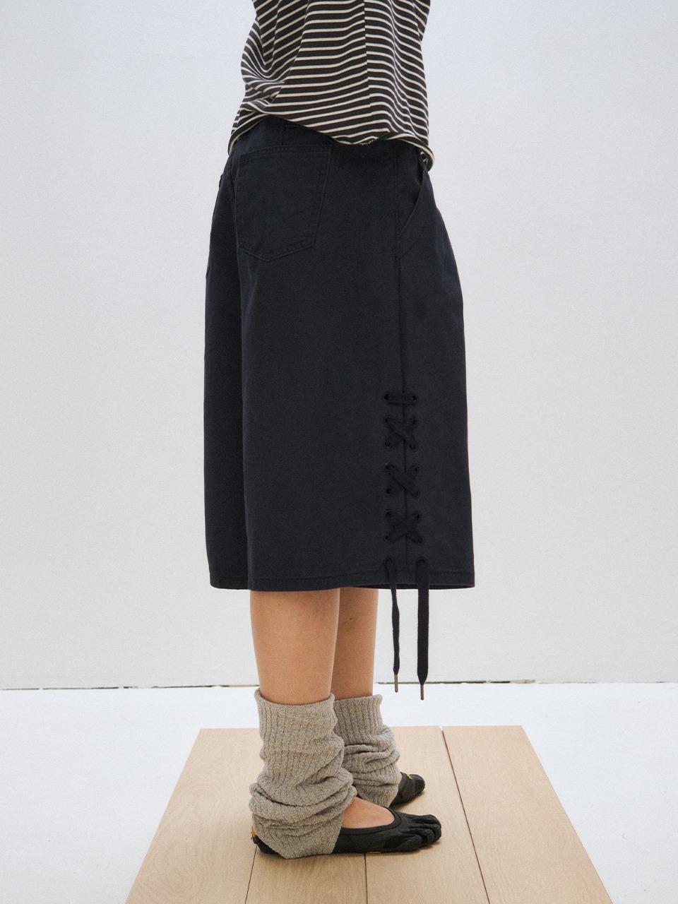 [PLZPROJECT][2차] LACE-UP BERMUDA PANTS, NAVY