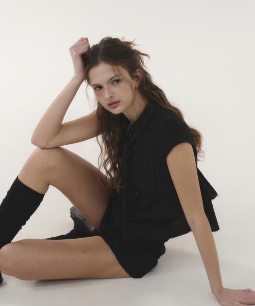 ESTELLE PUFF TIE SHIRT [BLACK]