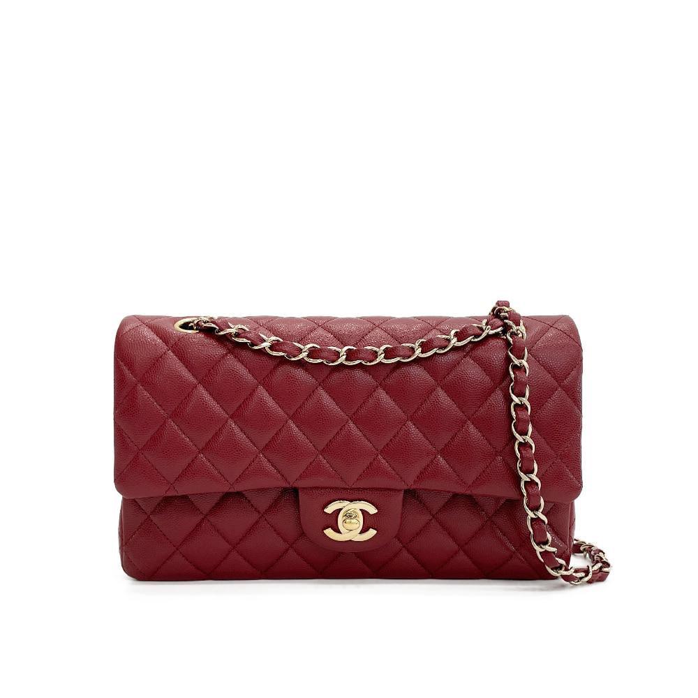 샤넬 클래식 미듐 버건디 샴페인골드 캐비어