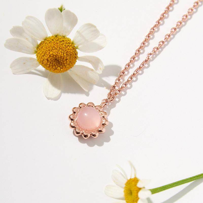 Pink opal cabochon necklace