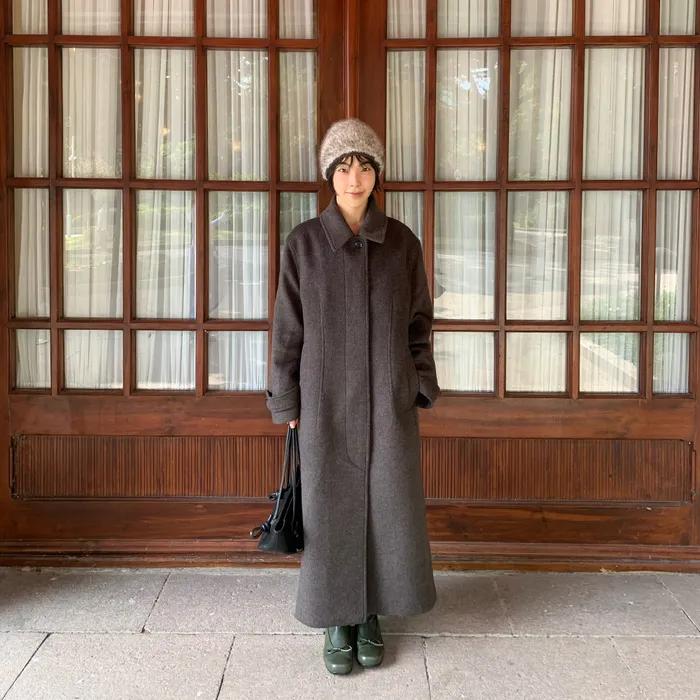 (W) 레거시 캐시미어 발마칸 코트 - 브라운