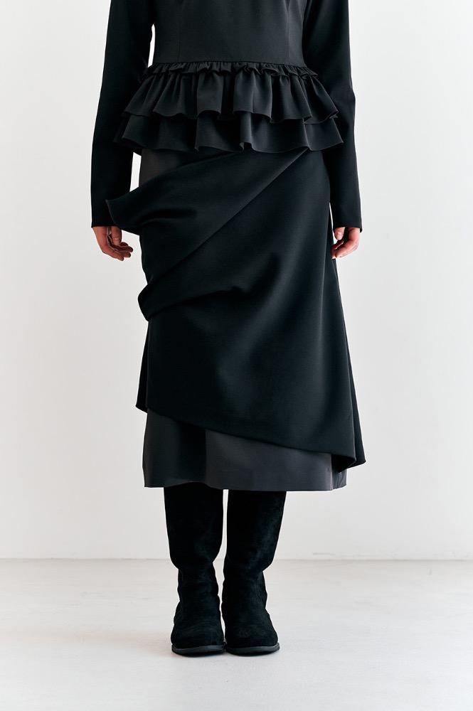 LAYERED DRAPE SKIRT (BLACK)