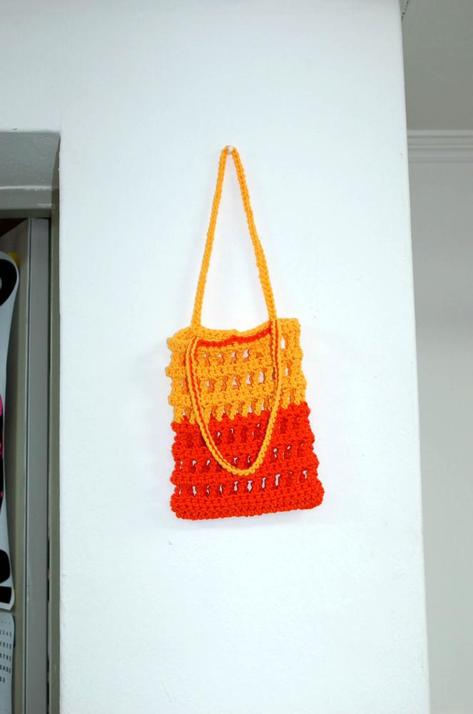 SQUARE NET BAG - ORANGE
