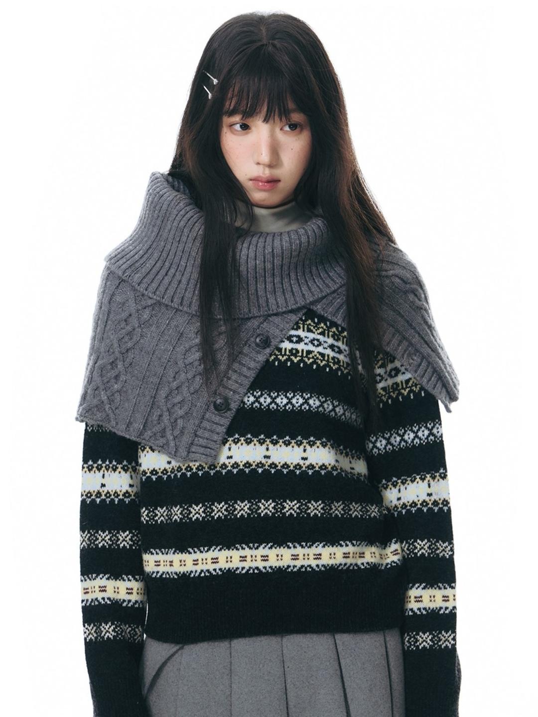 TAKEANAP Cable Knit Cape