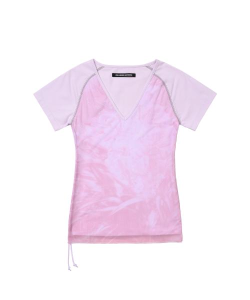 Printed Mesh Top Pink