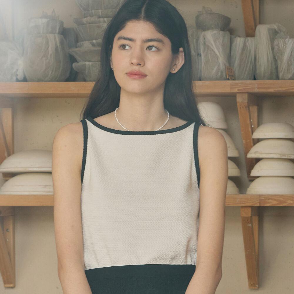 H Boat neck Texture Sleeveless_Ivory