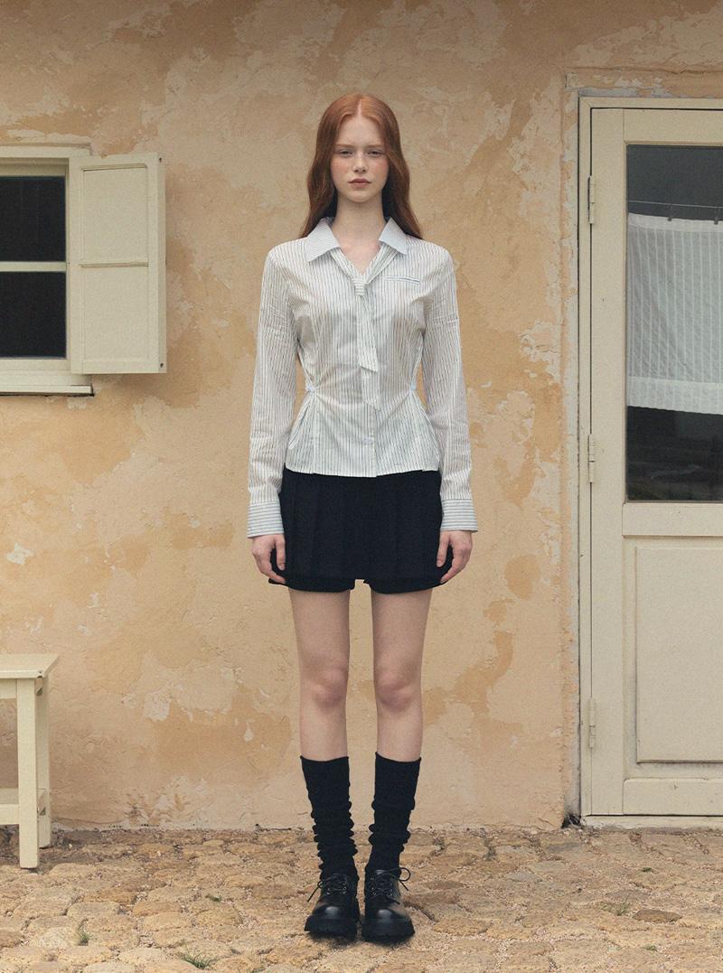 트위 바니시 타이 스트라이프 셔츠