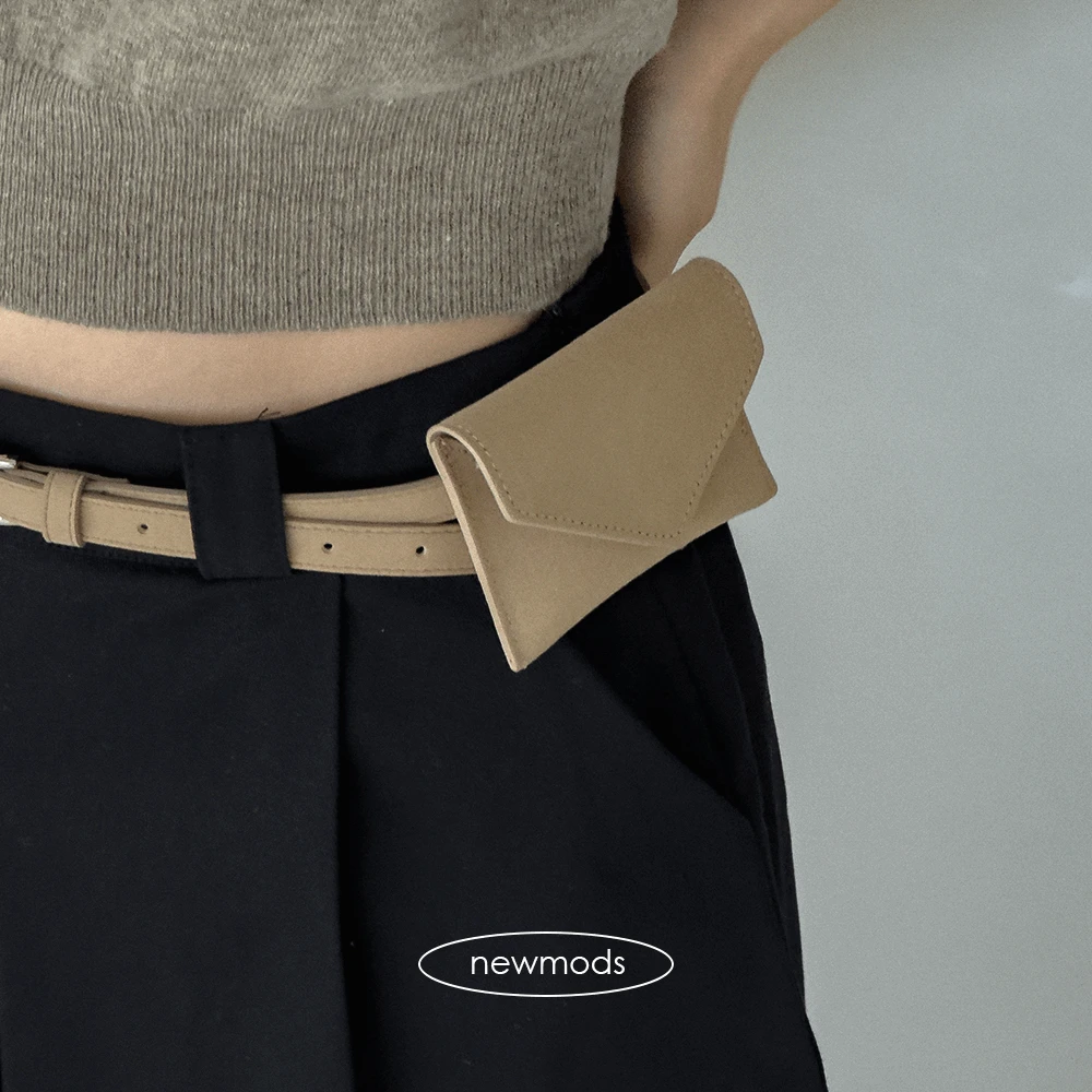 [뉴모즈/레이어드] 스웨이드 미니 카드지갑 벨트