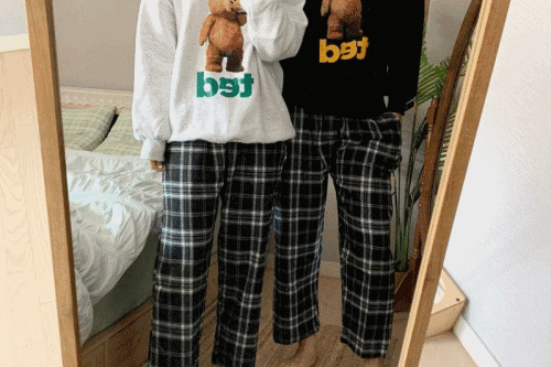 커플 헤비 기모 타탄 체크 포켓 잠옷 바지 5color