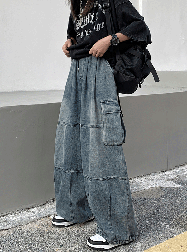 이놋 와이드 데님 청팬츠