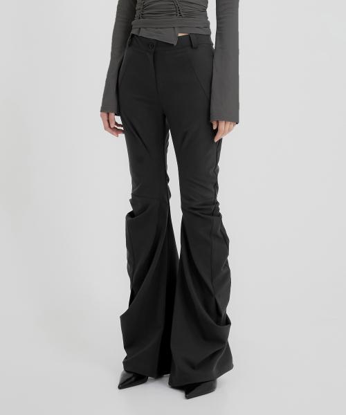 Asymmetrical Drape Pants (FL-245_Black)