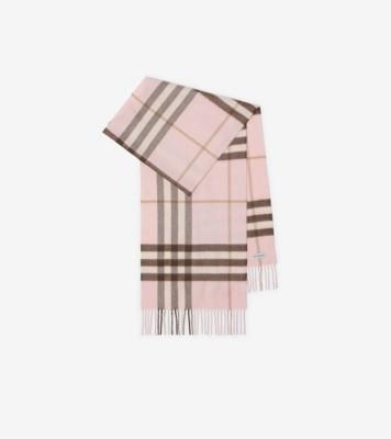 체크 캐시미어 스카프 (보우 핑크) | 공식 Burberry®