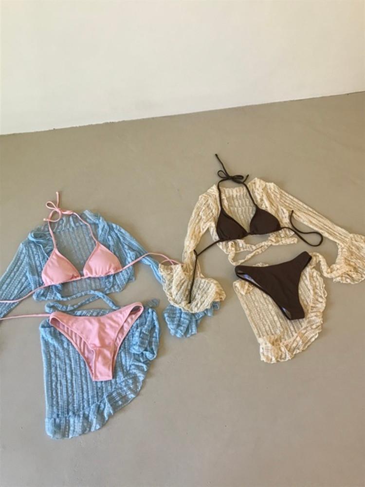 4피스 레이스 비키니 커버업세트 수영복
