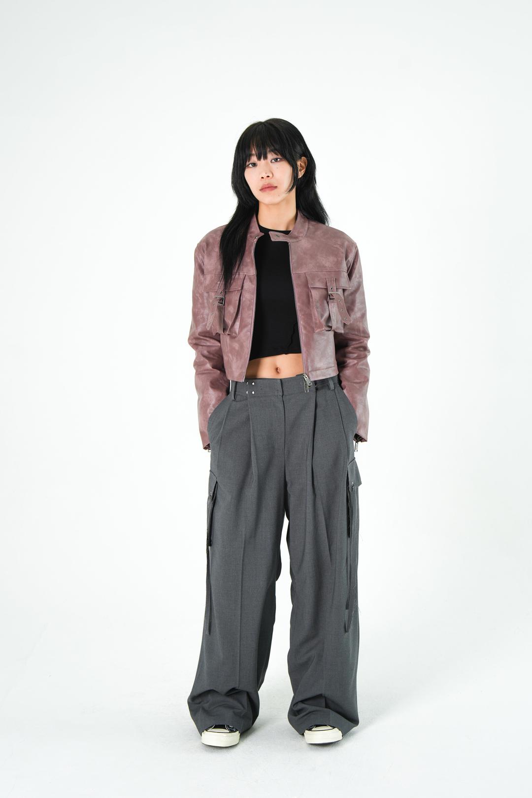 [W] BELTZ LEATHER BIKE JACKET - INDIE PINK