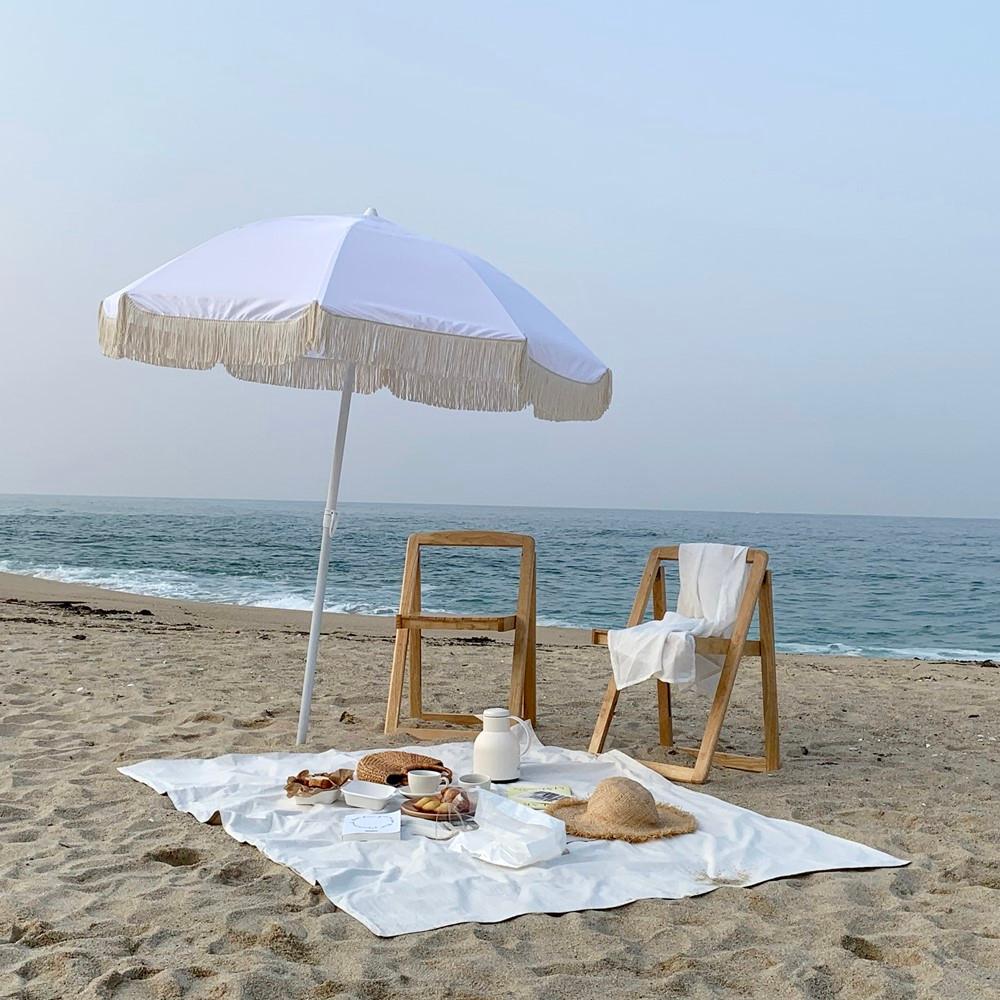 피크닉돗자리 예쁜 휴대용 방수 천 야외 피크닉매트 두꺼운 양면 고급 파우치포함 화이트