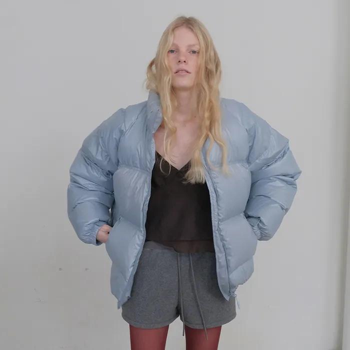 Gloss puffer duck down jumper - cloud blue