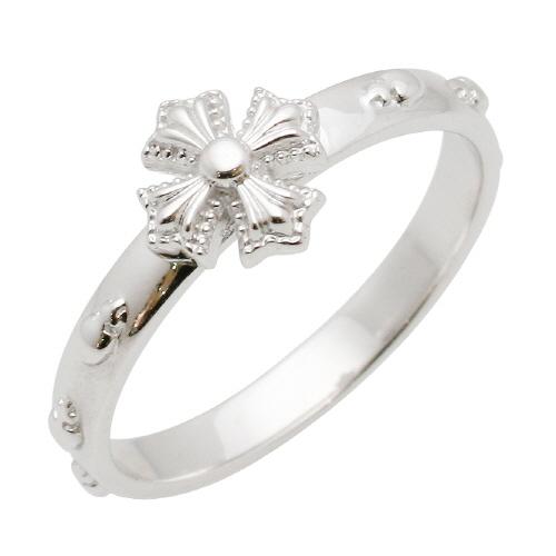 실버 파비올라 성심 묵주반지