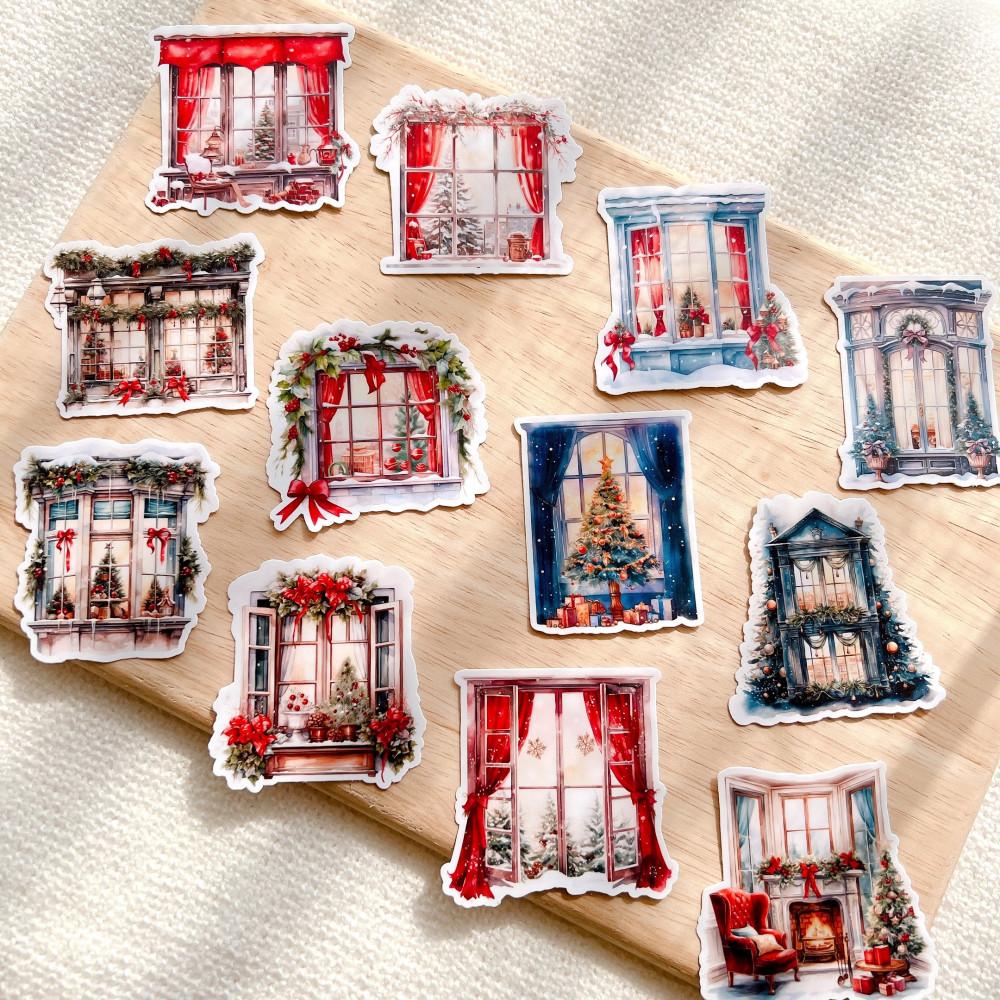 성탄절 창 밖 2종 감성 다꾸 크리스마스 스티커 세트