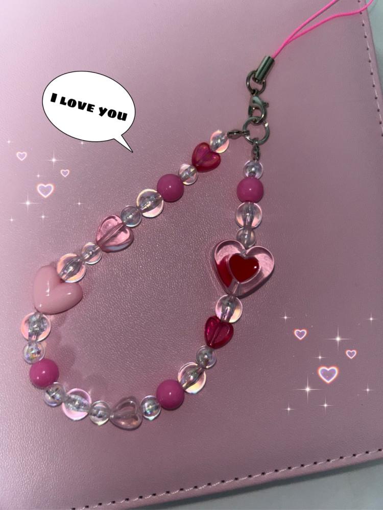 핑크 하트 뿅뿅 비즈키링