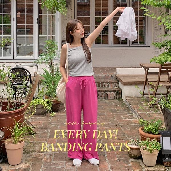 [후들후들/쫀쫀보들][MADE] 여리후들 와이드 밴딩팬츠[44~110] (여름-레이온-스판-롱와이드-와이드팬츠-밴딩-원마일웨어-체형커버-홈웨어-트레이닝바지)