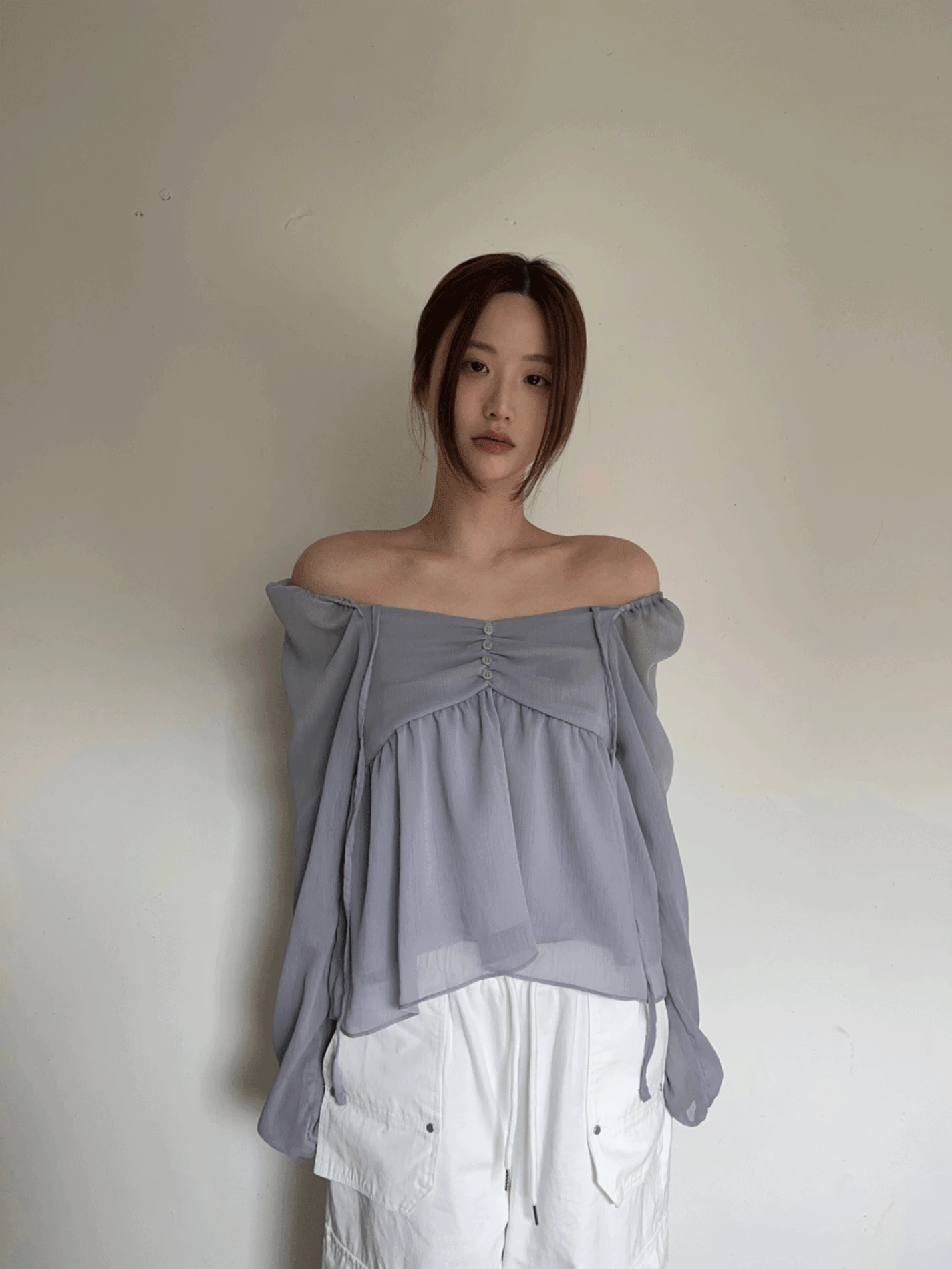 2way 블러 쉬폰 블라우스 (3color)