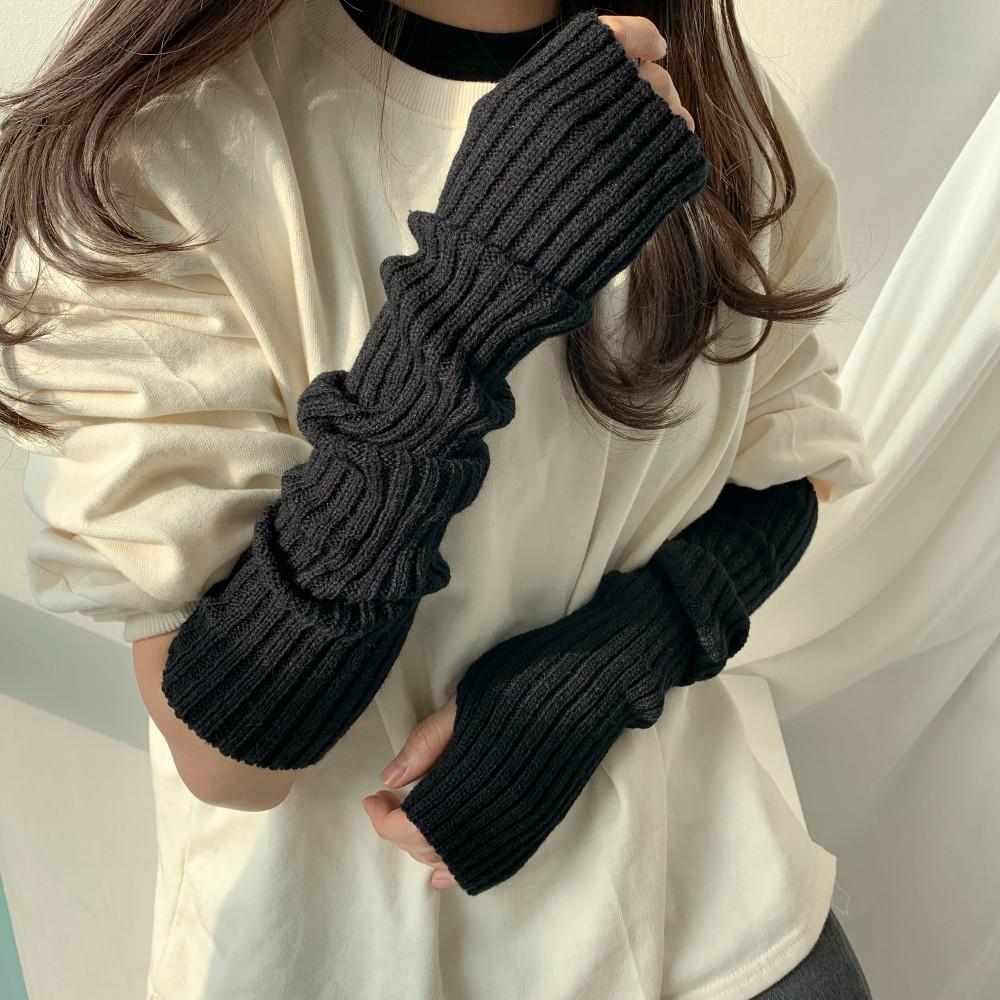 롱롱 골지 니트 암워머 핸드워머 팔토시 장갑3color