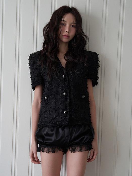 nelly fringe short sleeve tweed jacket