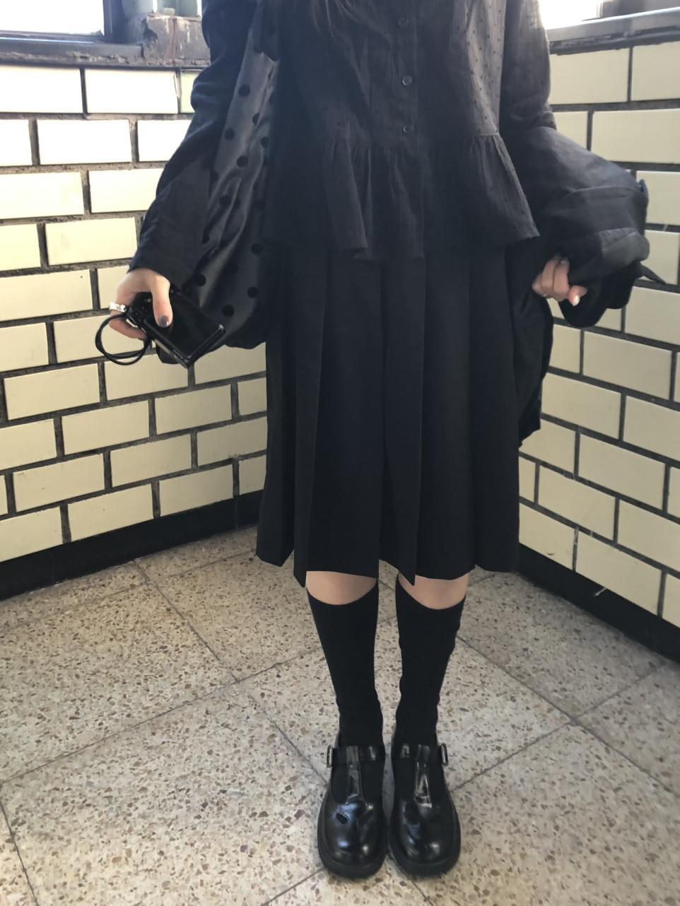 슬립오버 블랙당일 hidy midi pleats sk