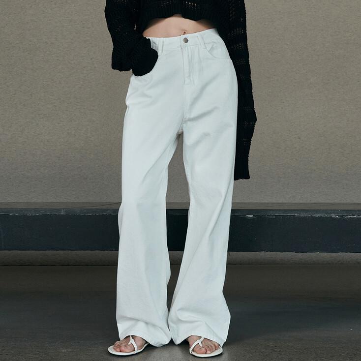 White Wide Denim Pants