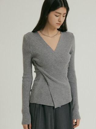 comos 765 cross V-neck knit (melange gray)