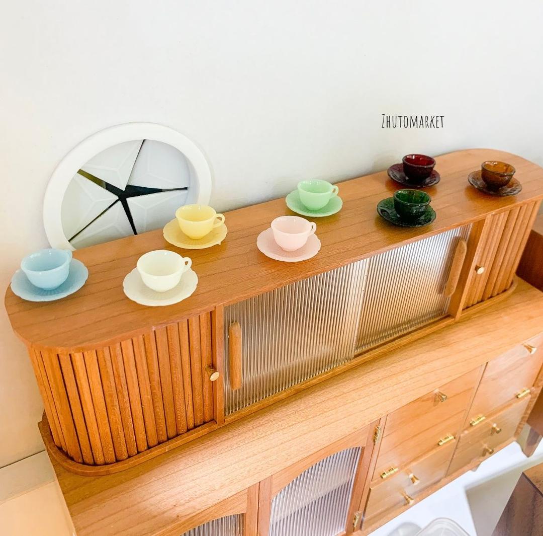 찻잔 4종 세트 , 미앤 그릇 , 미니어처 그릇 , 인형 주방 식기, 인형 소품, 미니어처 소품, 돌하우스 가구