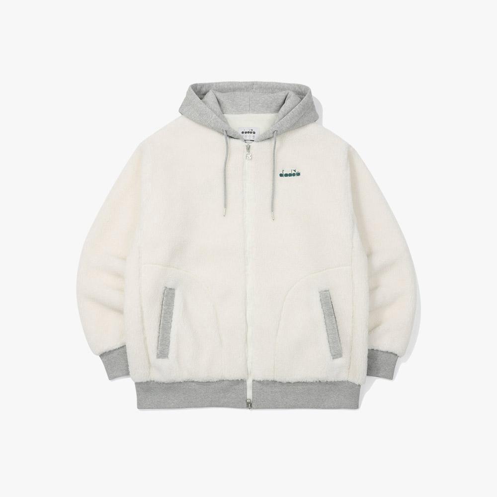 컴피 플리스 후드집업 OFF WHITE