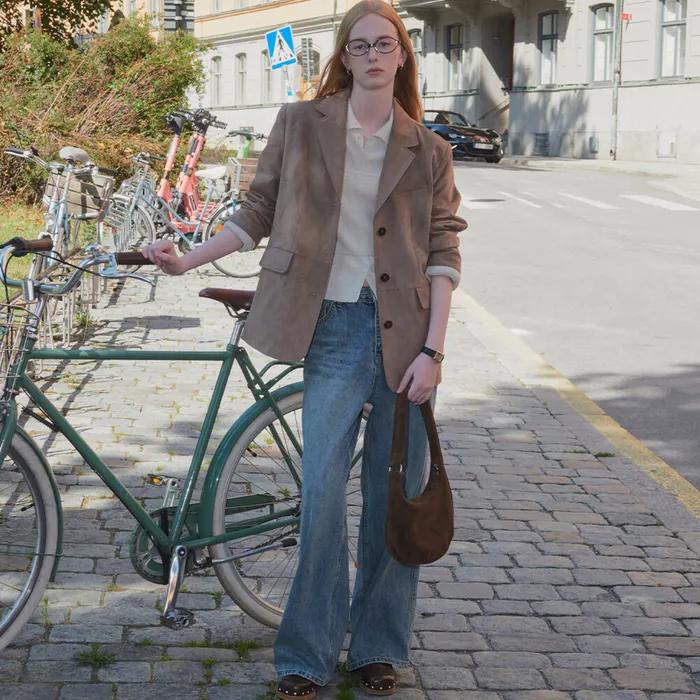 Suede single button jacket KNFW01JK01_Mocha