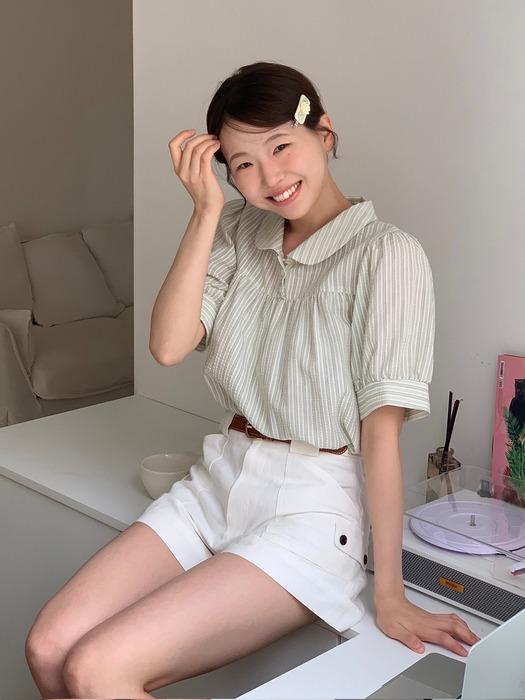 Garden Shirring Blouse_Light Green
