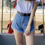 츄파히이웨스트청반바지 데님청반바지 언발청반바지 데님핫팬츠 숏팬츠 여름반바지 (4color)