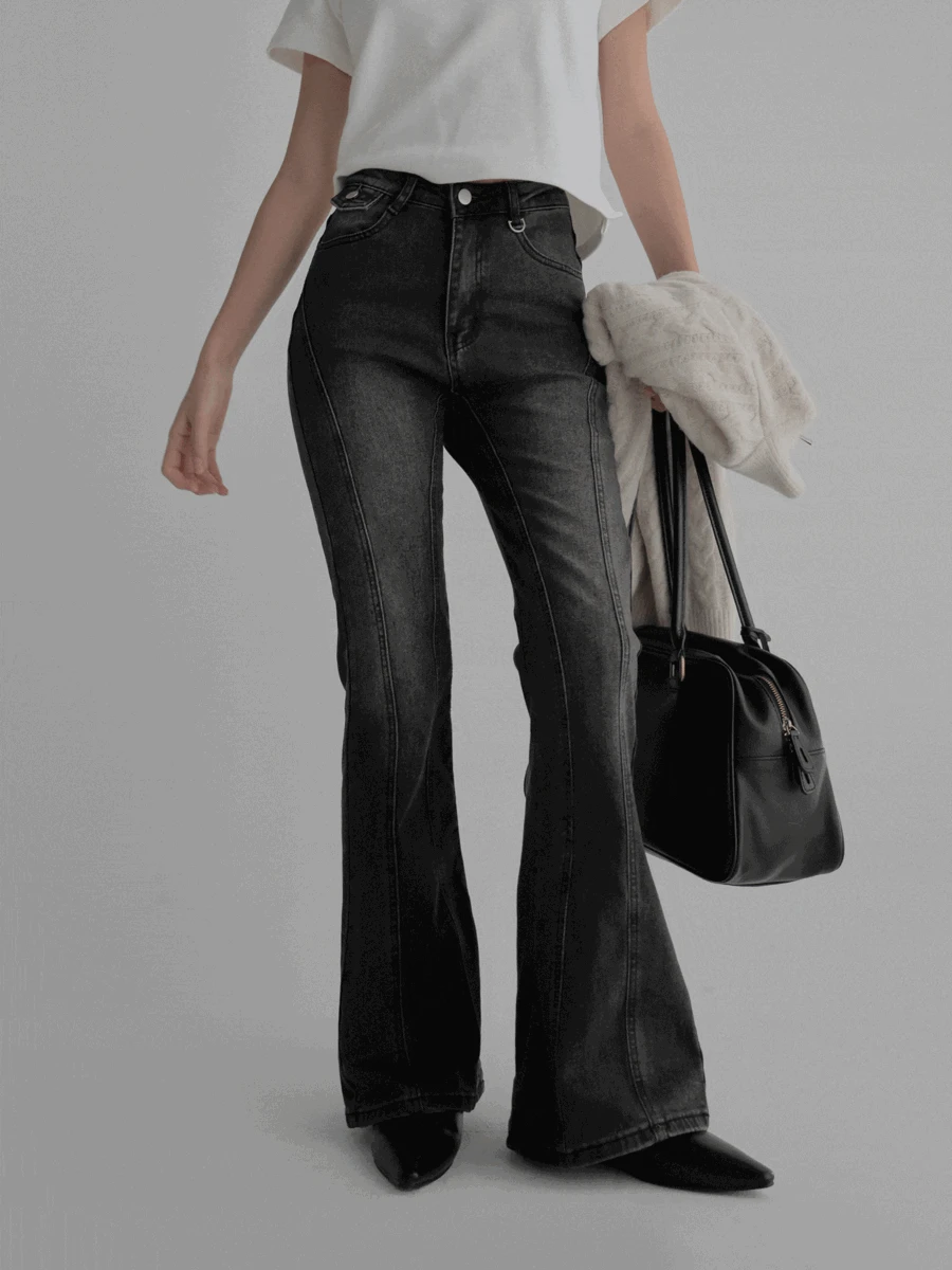 절개하이웨스트부츠컷데님