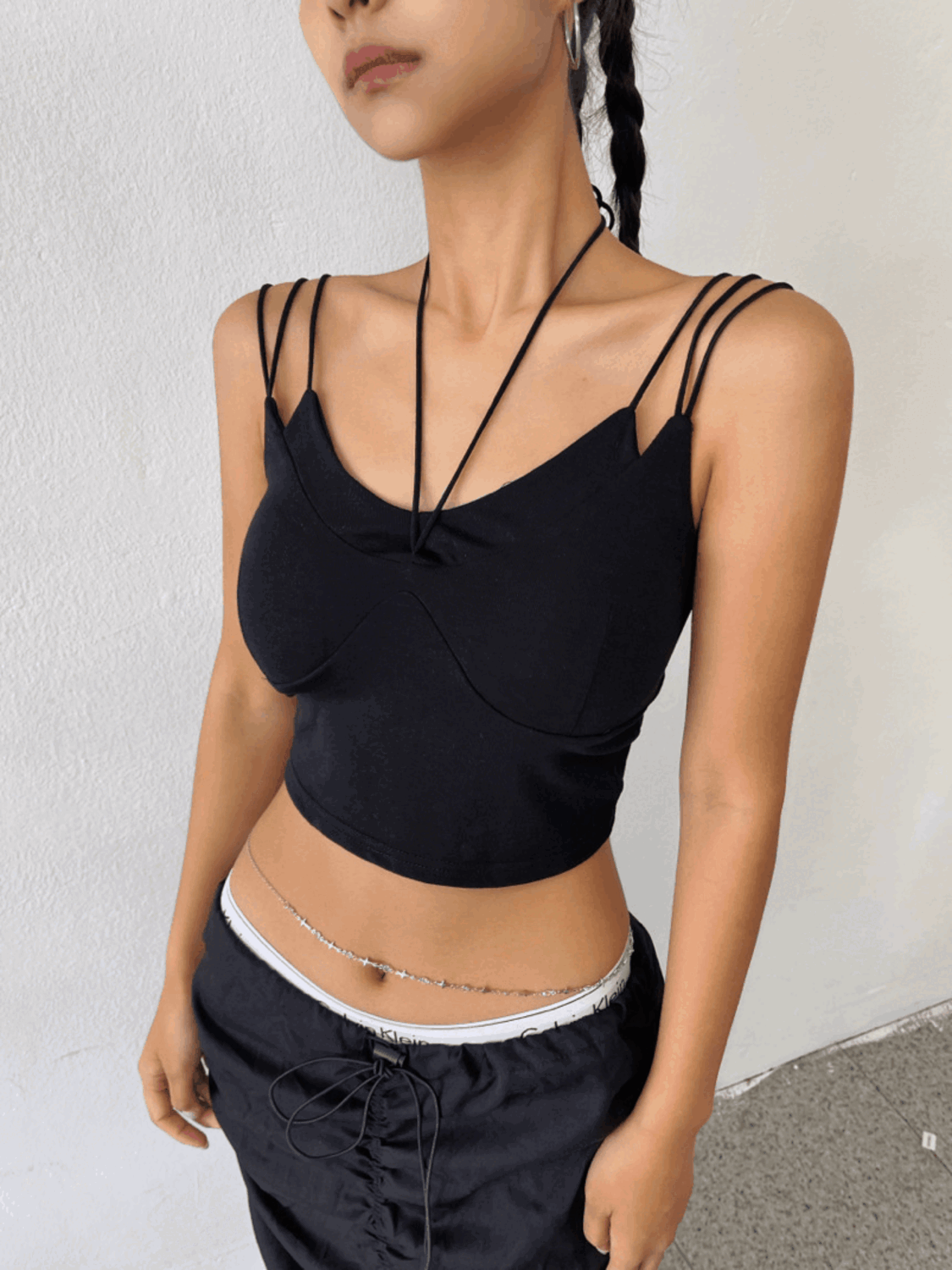 [무배/당일출고] 캡내장 홀터 초커 3줄 나시